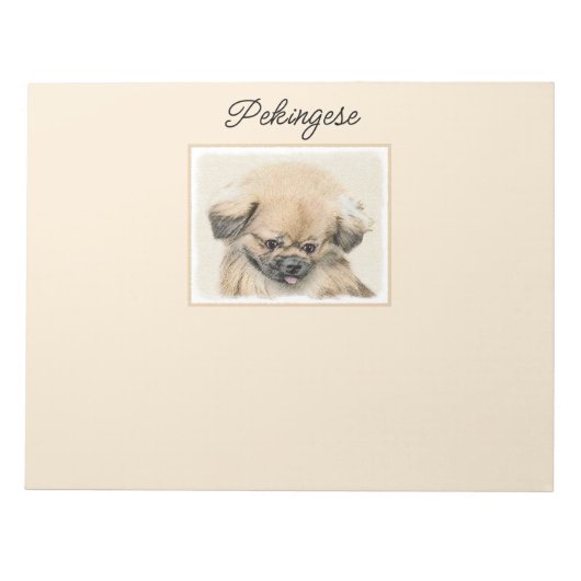 Pekingese Malerei - Niedlich Original Dog Art Note Notizblock (Vorderseite)