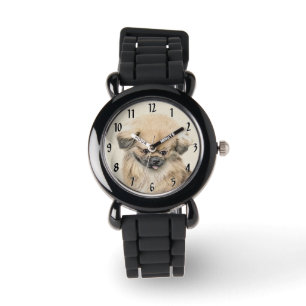 Pekingese Malerei - Niedliche Original Hunde Kunst Armbanduhr
