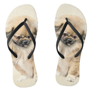 Pekingese Malerei - Niedliche Original Hunde Kunst Badesandalen