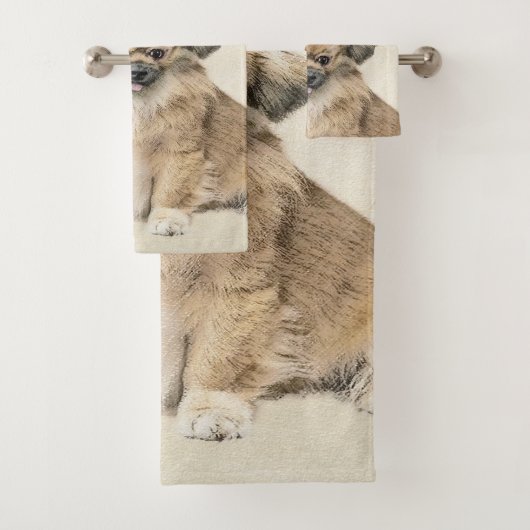 Pekingese Malerei - Niedliche Original Hunde Kunst Badhandtuch Set (Insitu)