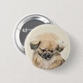 Pekingese Malerei - Niedliche Original Hunde Kunst Button (Vorne & Hinten)