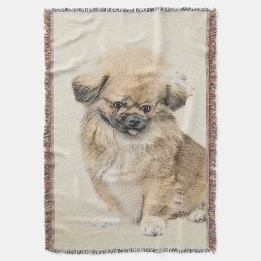 Pekingese Malerei - Niedliche Original Hunde Kunst Decke (Vorderseite Vertikal)