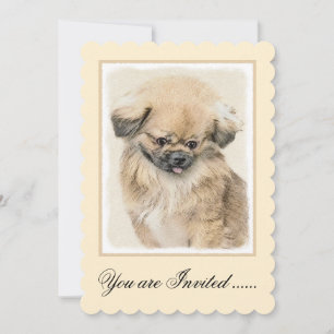 Pekingese Malerei - Niedliche Original Hunde Kunst Einladung