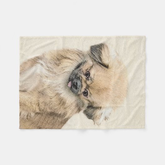 Pekingese Malerei - Niedliche Original Hunde Kunst Fleecedecke (Vorderseite (Horizontal))