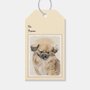 Pekingese Malerei - Niedliche Original Hunde Kunst Geschenkanhänger
