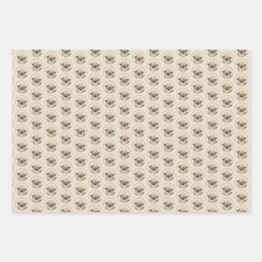 Pekingese Malerei - Niedliche Original Hunde Kunst Geschenkpapier Set (Vorderseite)