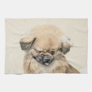 Pekingese Malerei - Niedliche Original Hunde Kunst Geschirrtuch