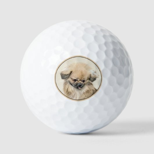 Pekingese Malerei - Niedliche Original Hunde Kunst Golfball (Vorderseite)