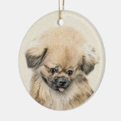 Pekingese Malerei - Niedliche Original Hunde Kunst Keramikornament (Links)