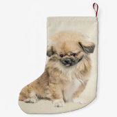 Pekingese Malerei - Niedliche Original Hunde Kunst Kleiner Weihnachtsstrumpf (Rückseite)