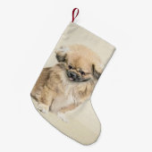 Pekingese Malerei - Niedliche Original Hunde Kunst Kleiner Weihnachtsstrumpf (Vorderansicht (hängend))