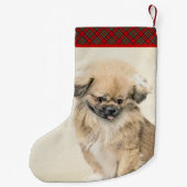 Pekingese Malerei - Niedliche Original Hunde Kunst Kleiner Weihnachtsstrumpf (Rückseite)