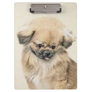 Pekingese Malerei - Niedliche Original Hunde Kunst Klemmbrett