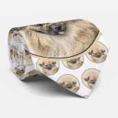 Pekingese Malerei - Niedliche Original Hunde Kunst Krawatte (Gerollt)
