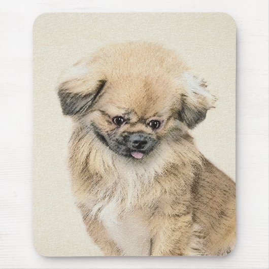 Pekingese Malerei - Niedliche Original Hunde Kunst Mousepad (Vorne)