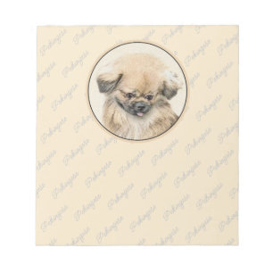 Pekingese Malerei - Niedliche Original Hunde Kunst Notizblock