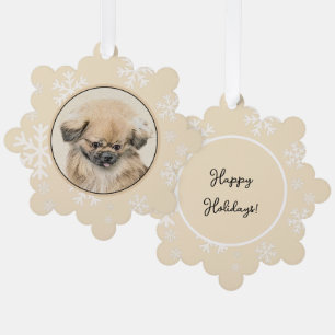 Pekingese Malerei - Niedliche Original Hunde Kunst Ornament Karte