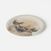 Pekingese Malerei - Niedliche Original Hunde Kunst Pappteller (Schrägansicht)