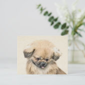 Pekingese Malerei - Niedliche Original Hunde Kunst Postkarte (Stehend Vorderseite)
