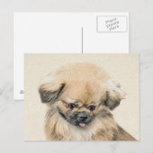 Pekingese Malerei - Niedliche Original Hunde Kunst Postkarte (Vorne/Hinten)
