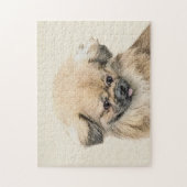 Pekingese Malerei - Niedliche Original Hunde Kunst Puzzle (Vertikal)
