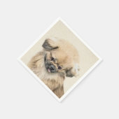 Pekingese Malerei - Niedliche Original Hunde Kunst Serviette (Ecke)