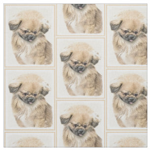 Pekingese Malerei - Niedliche Original Hunde Kunst Stoff
