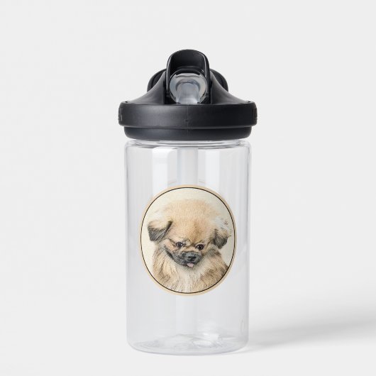 Pekingese Malerei - Niedliche Original Hunde Kunst Trinkflasche (Vorne)