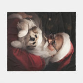 Pekingese mit dem Weihnachtsmann Weihnachten Fleecedecke (Vorderseite (Horizontal))