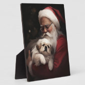 Pekingese mit dem Weihnachtsmann Weihnachten Fotoplatte (Seite)