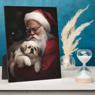 Pekingese mit dem Weihnachtsmann Weihnachten Fotoplatte
