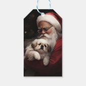Pekingese mit dem Weihnachtsmann Weihnachten Geschenkanhänger (Rückseite)