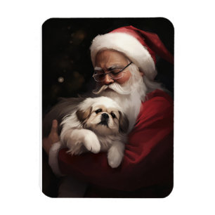 Pekingese mit dem Weihnachtsmann Weihnachten Magnet