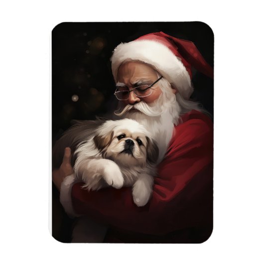 Pekingese mit dem Weihnachtsmann Weihnachten Magnet (Vertikal)