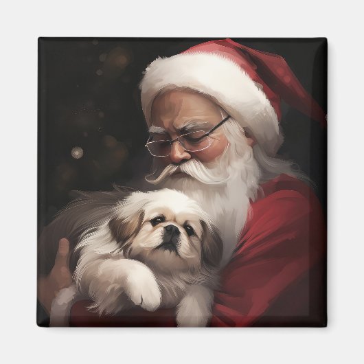 Pekingese mit dem Weihnachtsmann Weihnachten Magnet (Vorne)