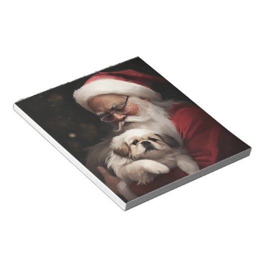 Pekingese mit dem Weihnachtsmann Weihnachten Notizblock (angewinkelt)