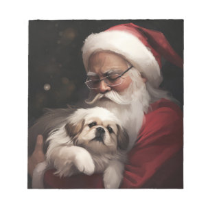 Pekingese mit dem Weihnachtsmann Weihnachten Notizblock