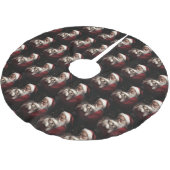 Pekingese mit dem Weihnachtsmann Weihnachten Polyester Weihnachtsbaumdecke (Schrägansicht)