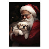Pekingese mit dem Weihnachtsmann Weihnachten Tischnummer (Rückseite)