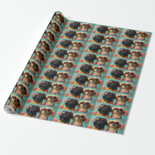 Pekingese mit Herz Rosen Valentinstag Geschenkpapier