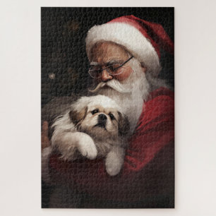 Pekingese mit Weihnachtsmann Festive Weihnachten Puzzle