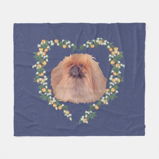 Pekingese Orange Blossom Fleecedecke (Vorderseite (Horizontal))