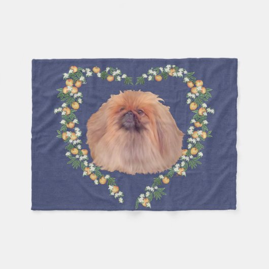 Pekingese Orange Blossom Fleecedecke (Vorderseite (Horizontal))