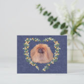 Pekingese Orangenblüten Postkarte (Stehend Vorderseite)