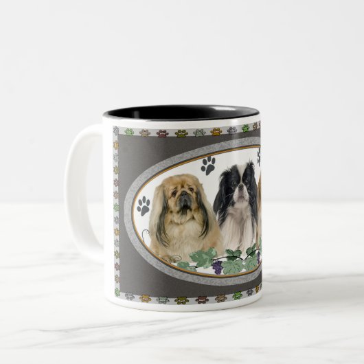 Pekingese Pawprints Tasse (Vorderseite Links)