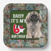 Pekingese Personalisierte 6. Geburtstagsparty Pappteller (Vorderseite)