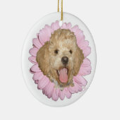 Pekingese/Poodle Mix Springtime-Blume Keramikornament (Rechts)