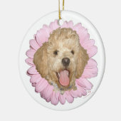 Pekingese/Poodle Mix Springtime-Blume Keramikornament (Links)