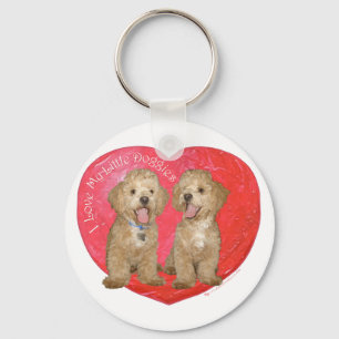 Pekingese / Poodle Mix Valentinstag Schlüsselanhänger