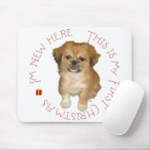 Pekingese Pup First Christmas Mousepad (Mit Mouse)